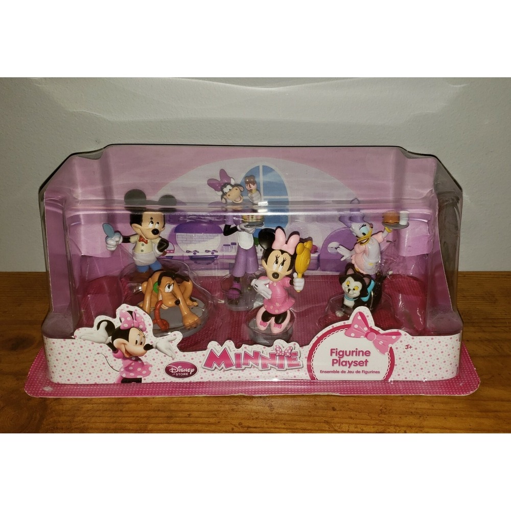 DISNEY STORE MINNIE MOUSE 6 PIECE FIGURINE PLAYSET NEW SEALED W/T